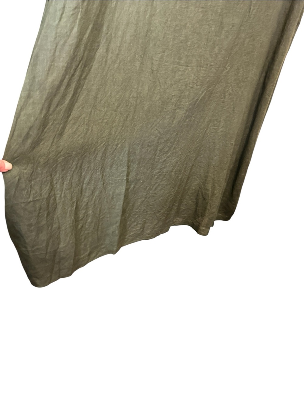 Ellementree Woman’s Relaxed Olive Maxi Kaftan Linen Dress with Long Sleeves - Picture 5 of 12